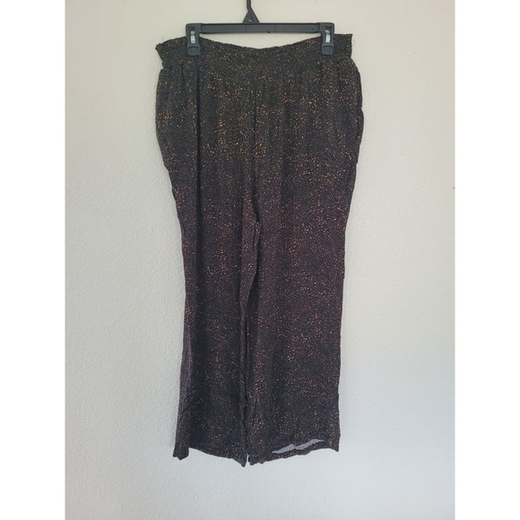 DR2 Pants - DR2 Womens 1X Black Gold Metallic Speckled Wide Leg Smocked Waist Pants #2